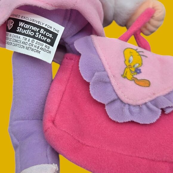 2000 Warner Bros Sky Yellow Hair 13" Plush Toy Doll Pink Tweety Bird Dress Purse - Picture 12 of 13